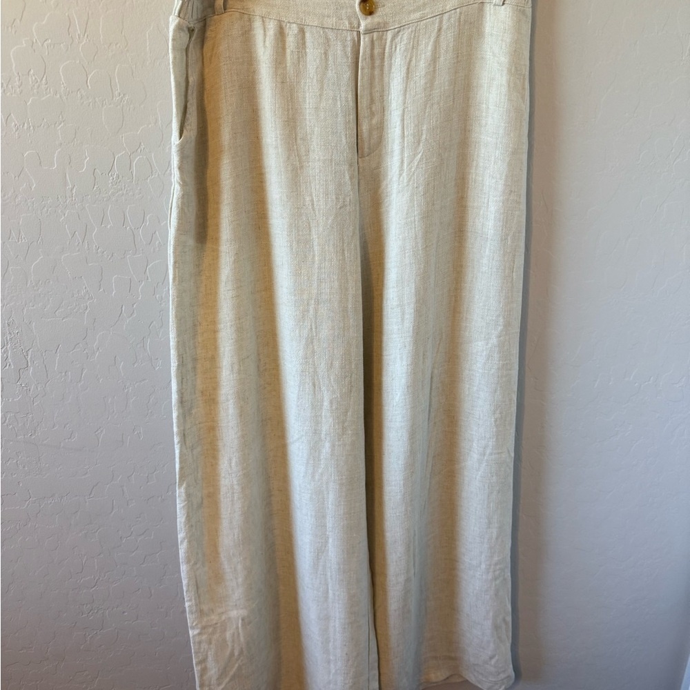 Cream Wide Leg High-Waisted Pants Size XL